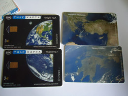 GREECE  USED 2 CARDS  PLANET  SPACE 2 SCAN - Espacio