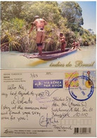 A) 2003, BRAZIL, POSTCARD, FROM MANAOS TO BANGKOK-THAILAND, AIRMAIL, BRAZILIAN INDIANS, MUSICAL INSTRUMENTS STAMPS - Gebruikt