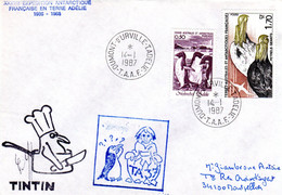 &#9989; BELLE ENVELOPPE Des TAAF De 1987 " TINTIN + Signature " En Bas à Gauche (?). N° YT 86 + 116. Parfait état - Unclassified