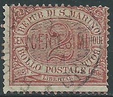 1894-99 SAN MARINO USATO CIFRA 2 CENT - RD44-5 - Used Stamps