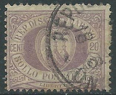 1894-99 SAN MARINO USATO STEMMA 20 CENT - RD44-5 - Usati