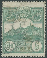 1903 SAN MARINO USATO VEDUTA 5 CENT - RD50-4 - Oblitérés