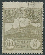 1921-23 SAN MARINO USATO VEDUTA 5 CENT - RD50-4 - Used Stamps