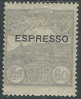 1923 SAN MARINO ESPRESSO 60 CENT MH * - RD54 - Francobolli Per Espresso