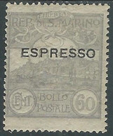 1923 SAN MARINO ESPRESSO 60 CENT MH * - RD54 - Exprespost