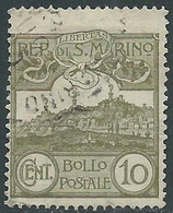 1925 SAN MARINO USATO VEDUTA 10 CENT - RD50-9 - Used Stamps