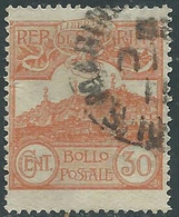 1925 SAN MARINO USATO VEDUTA 30 CENT - RD50-9 - Used Stamps