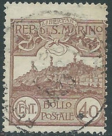 1925 SAN MARINO USATO VEDUTA 40 CENT - RD50-9 - Used Stamps