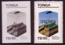 Tonga 1985 Proof + Specimen - Research Ship Surveying Sea Bed - Map - Geology - Autres & Non Classés