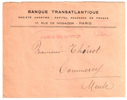 PARIS 96 Lettre Entête Banque Transatlantique 30 C Ob 18 Nov 1925 Havas A 0451 Dest Commercy Meuse - EMA (Print Machine)