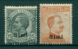 V9245 ITALIA OCCUPAZIONI EGEO SIMI 1921-22 Sovrastampati, MNH**-MH*, Serie Completa, Val. Cat. € 270, Buone Condizioni ( - Ägäis (Simi)