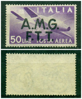 V9035 ITALIA TRIESTE A 1947 Democratica Posta Aerea 50 L. MNH**, Gomma Con Problemi, Cat. Sass. € 150 - Posta Aerea