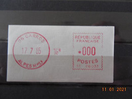 Vignette D'affranchissement Du Bureau De Carros 1985 Avec Gomme D'origine - 1969 Montgeron – Weißes Papier – Frama/Satas