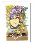 Cpm - Illustration DRUSY Artiste Peintre Tête Femme Masque Coiffure Fleurs Iris Boite à Bijoux - Piem
