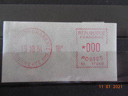 Vignette D'affranchissement Du Bureau De Tonnay Charente 1984 Gomme D'origine - 1969 Montgeron – Carta Bianca – Frama/Satas