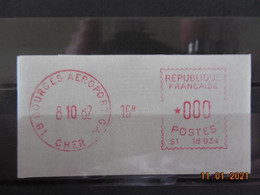 Vignette D'affranchissement Du Bureau De Bourges Aéroport GA 1982 Gomme D'origine - 1969 Montgeron – Papier Blanc – Frama/Satas