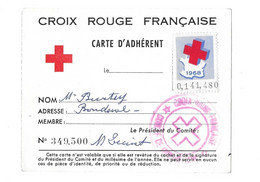 Delcampe - 1968 BONDEVAL (DOUBS) - BURTEY DENISE - CROIX ROUGE FRANCAISE - CARTE D ADHERENT - Documents Historiques