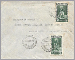 Luxembourg - 1939 35c+10c Willibrord Semi-postal (2) - Domestic Commercial Cvr - Echternach Centenaire Cncl To Esch/Alz - Covers & Documents