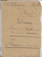 1837 BRAINE SUR VESLE (AISNE) - ECHANGE ENTRE BOUTTE ET FRAMBOISIER EPOUSES CAHIER TOUS HABITANT COURCELLES - ME GUEDON - Documenti Storici