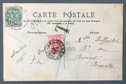 France N°111 Sur CPA Pour La Belgique, Taxe Belge 8.5.1907 - (B462) - 1877-1920: Periodo Semi Moderno
