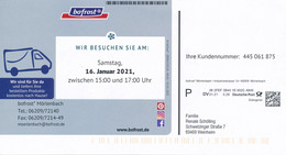 BRD / Bund Mörlenbach Dialogpost DV 01.21 0,28 Euro 2021 Bofrost Gefrierprodukte Lieferwagen Eis Grünkohl Käse - Lettres & Documents