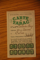 Rationnement - Carte De Tabac Calais - 1939-45