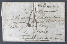 France Griffe 2 OULCHY Sur Lettre (LSC) - (B488) - 1801-1848: Précurseurs XIX