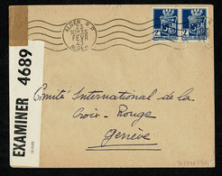 ALGERIE WWII 1943 Lettre Au Tarif 4F Pour Genève Croix Rouge ALGER RP 23 FEVR 43 Censure PC90 + Allemande - Covers & Documents