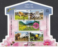 INDIA 2020 MS Cancelled UNESCO World Heritage Sites (II), Natural Sites, MS 1st Day  Fauna & Flora, Jabalpur Cancelled - Usados