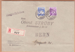 Schweiz Verwaltungsmarken: Zumstein-Nr. 3 Und 7 Auf R-Brief, Aarau Briefaufgabe 19.IV.1938 - Officials