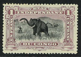 CONGO 1894 1fr Deep Lilac, Elephants, COB 26B, Very Fine And Fresh Mint. For More Images, Please Visit Http://www.sandaf - Other & Unclassified