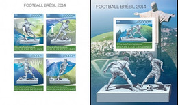 Guinea 2014, Football World Champion, 4val In BF+BF  IMPERFORATED - 2014 – Brazilië