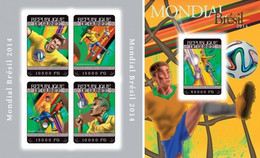 Guinea 2014, Football World Cup In Brasil, 4val In BF+BF IMPERFORATED - 2014 – Brasil