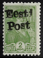 ELIVA 1941 2k Bright Yellowish Green (people Working 1938) Of Russia Opt'd Eesti Post, Mi 2, Never Hinged Mint For More  - Estonia