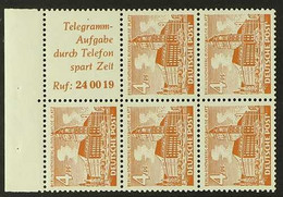 1952 BOOKLET PANE 4pf Orange-brown Buildings Complete Booklet Pane Of Five Stamps And One Vertical 'Ruf: 24 00 19' Label - Altri & Non Classificati