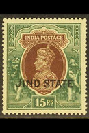 JIND 1937-38 KGVI 15r Brown & Green, SG 125, Never Hinged Mint. For More Images, Please Visit Http://www.sandafayre.com/ - Other & Unclassified