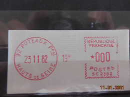 Vignette D'affranchissement Du Bureau De Puteaux Ppal 1982 Avec Gomme D'origine - 1969 Montgeron – Wit Papier – Frama/Satas
