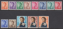 Hong Kong, Sc 203-215 (SG 196-208), MNH (211-212, 215 Hinged) - Unused Stamps