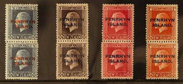 1917-20 Vertical Pairs,  Mixed Perfs Set, SG 24b/27b, Very Fine Mint, Hinged On Top Stamp Of Pair (4 Pairs). For More Im - Penrhyn