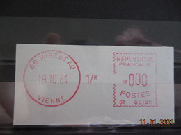 Vignette D'affranchissement Du Bureau De Mirebeau 1984 Avec Gomme D'origine - 1969 Montgeron – Weißes Papier – Frama/Satas