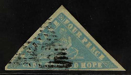 CAPE OF GOOD HOPE 1861. 4d Pale Milky-blue "Wood-block" Triangle On Laid Paper, SG 14, Three Clear Margins, Very Fine Us - Non Classificati