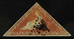 CAPE OF GOOD HOPE 1853. 1d Pale Brick-red On Blued Paper, SG 1, Three Clear Margins, Very Fine Used For More Images, Ple - Non Classificati