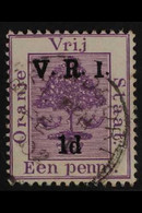 ORANGE FREE STATE 1900 1d On 1d Purple, Raised Stops, Variety "Short Figure I", SG 113J, Very Fine Used. For More Images - Non Classificati