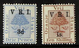 ORANGE FREE STATE BRITISH OCCUPATION 1900 3d On 3d Ultramarine And 1s On 1s Brown "V.R.I." Overprints With Stops Level B - Non Classificati