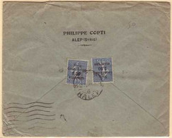 1923 Commercial Cover To France, Franked Two 1923 2.50pi On 50c "Syrie Grand Liban" Overprints, SG 105, HALEP C.d.s. Can - Siria