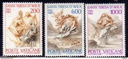 1982 - VATICANO -  CENTENARIO DELLA MORTE DI SANTA TERESA D'AVILA  -  SERIE COMPLETA DI 3 VALORI  - NUOVI - - Altri & Non Classificati