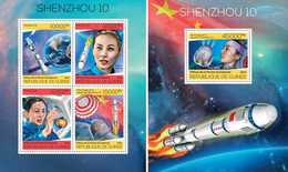 Guinea 2014, Space, Shenzhou 10, 4val In BF +BF - Parachutisme