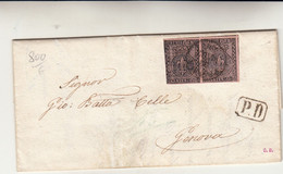 Parma Per Genova, Coppia Del 15 Centesimi Si Cover Con Contenuto + PD Datata - 22 Marzo 1858 - Parma