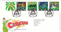 Great  Britain 2002 FDC Sc #2039-#2043 Set Of 5 Circus Acts - 2001-2010 Decimal Issues