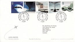 Great  Britain 2002 FDC Sc #2048-#2052 Set Of 5 Jet Aircraft - 2001-2010 Decimal Issues